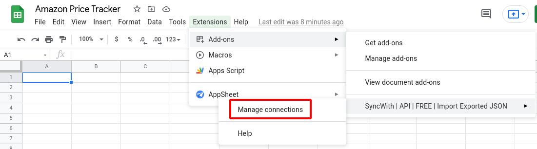 Click Manage Connections